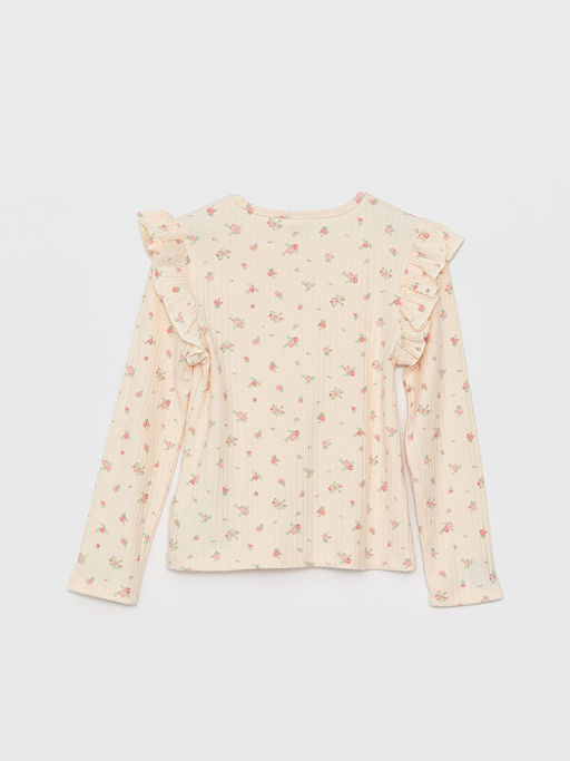 Bisiklet Yaka Desenli Uzun Kollu K?z ?ocuk Ti??rt - Waikiki фото 2