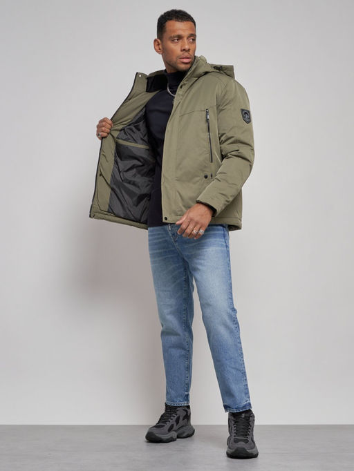 Куртка мужская зимняя с капюшоном спортивная великан цвета хаки 8332Kh - Wonderrman фото 16