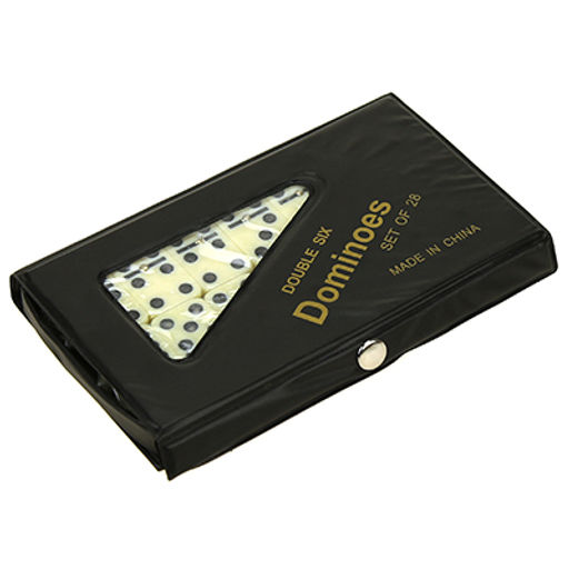 Домино пластмассовое, кость 2х4х0,5см, в п/эт цветной коробке 15х9х1,5см, цвета микс (Китай)