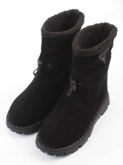 04-PAL273-1Z BLACK Ботинки зимние женские (натуральная замша, 100% шерсть)