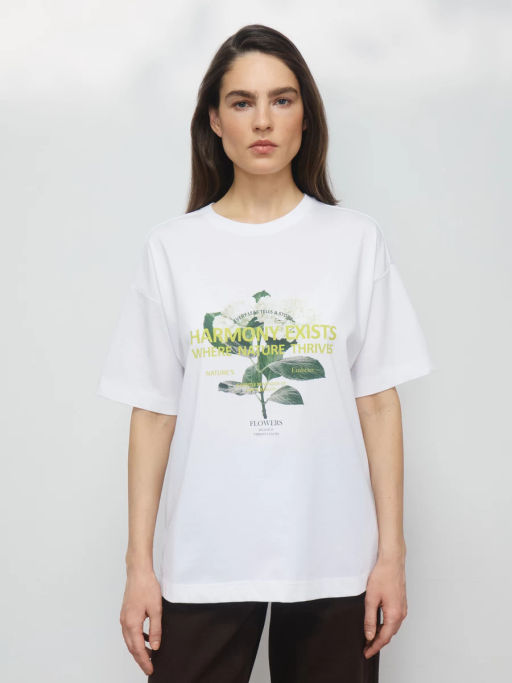 Футболка из хлопка с принтом / Zarina  фото 3