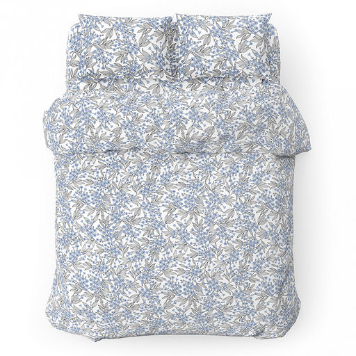 Пододеяльник 1,5 спальный "Незабудки" на белом 145х215см, бязь "Комфорт" 121г/м2, хлопок 100%, упаковка "классическая" ПВХ 28х41см, "Домашняя мода" (Россия)