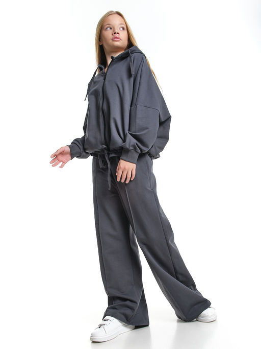 Толстовка на молнии с капюшоном 22-7640 серый - Mini maxi фото 27