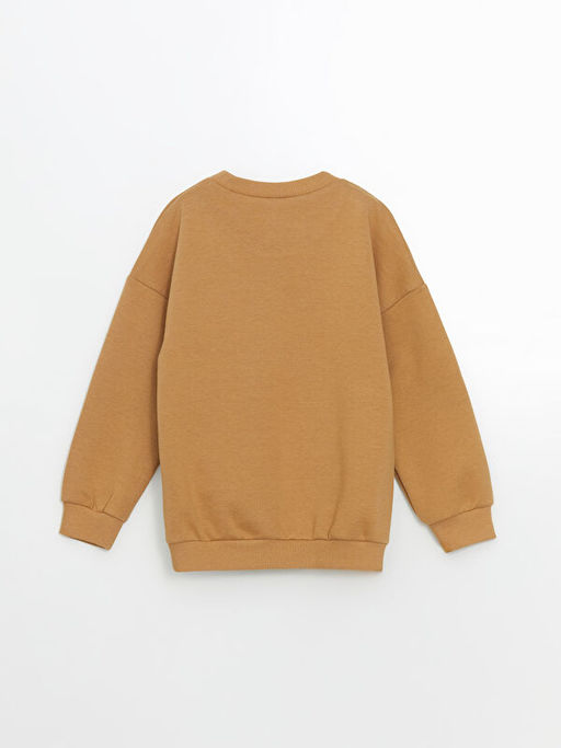 Bisiklet Yaka Bask?l? Erkek ?ocuk Sweatshirt