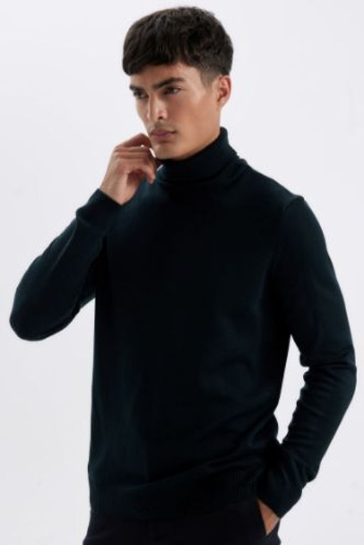 Slim Fit Dar Kesim Bal?kc? Yaka Basic Duz Triko Kazak