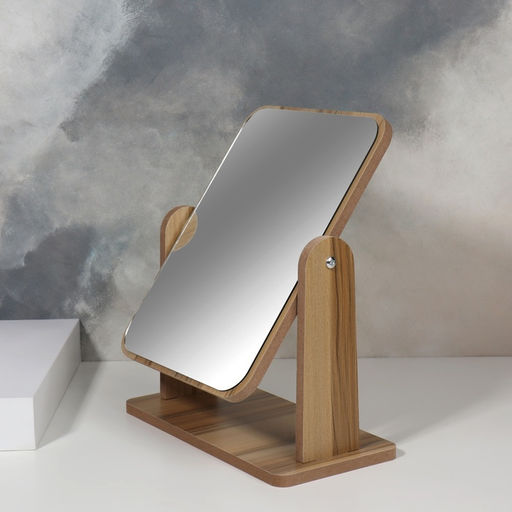 Зеркало настольное BAMBOO, 20.5×25×10 см, (15.7×20.5 см), бежевое