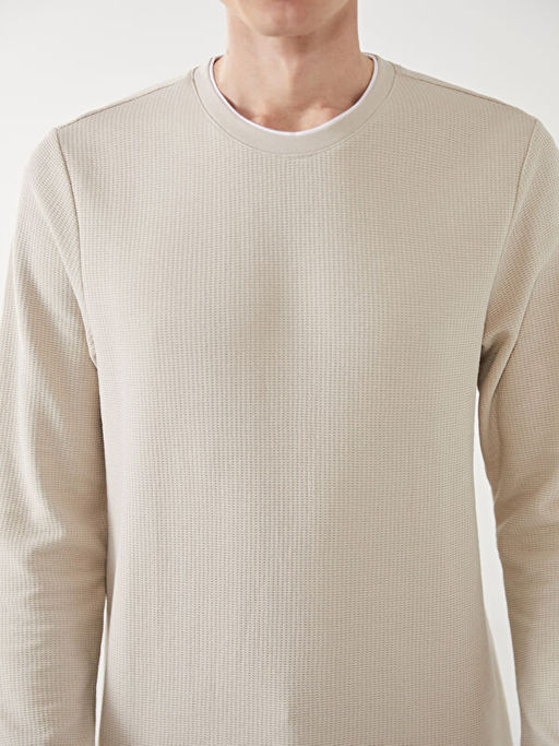 Bisiklet Yaka Uzun Kollu Erkek Sweatshirt