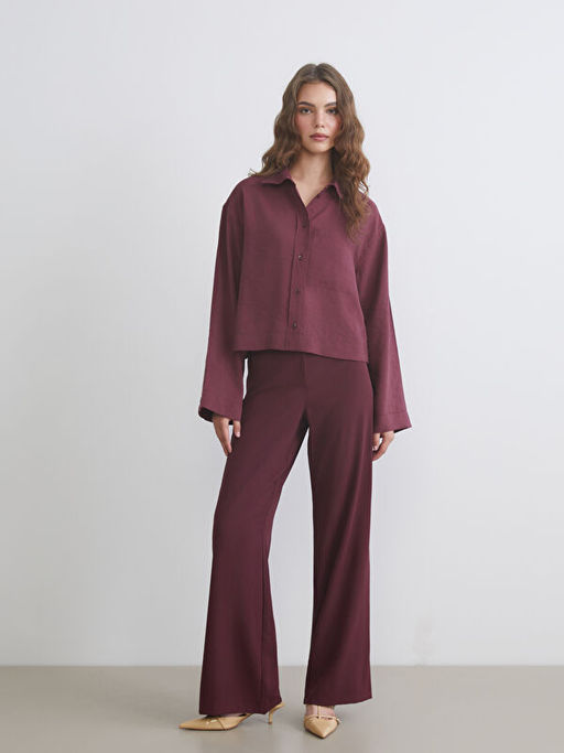 Oversize Modal Kar???ml? Kad?n G?mlek