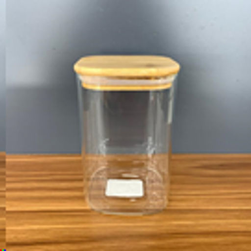 Банка квадратная бамбуковая крышка 500 мл диаметр 80/10 см / LCSC3701 /уп 120/ - ГалеонТрейд фото 2