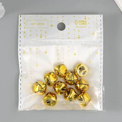 Набор декора для творчества Колокольчики золотые d=1,3 см набор 10 шт - Арт узор фото 5