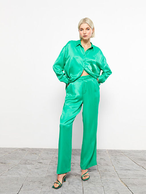 Rahat Kal?p D?z Saten Kad?n Pantolon