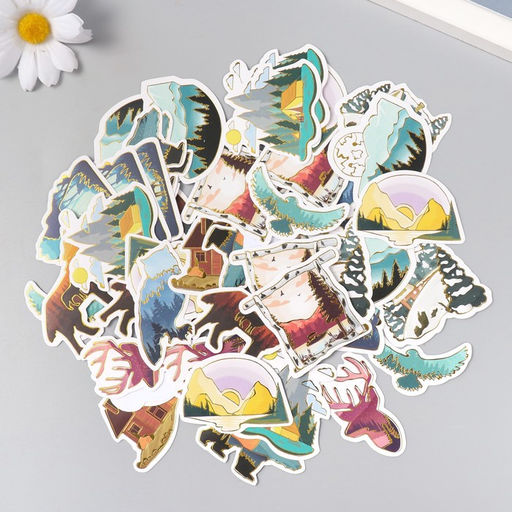 Наклейки для творчества Природа тиснение золото набор 48 шт 9х7х0,8 см - Арт узор фото 2