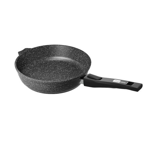 ГРАНИТ BLACK Сковорода 28 см со съемной ручкой и стекл. крышкой, арт. С028802
