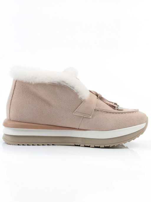 04-5520-7 LT. BEIGE Ботинки зимние женские (натуральная кожа, 100% шерсть)