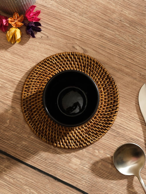 Салфетка сервировочная плетёная круглая, 15×15×0.5 см, ротанг