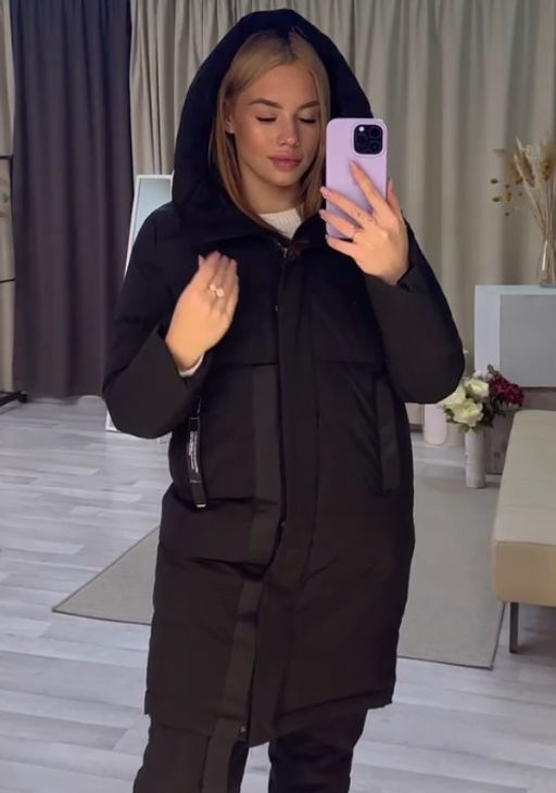 Пальто утепленное молодежное зимнее женское черного цвета 59018Ch - Mtforce фото 23