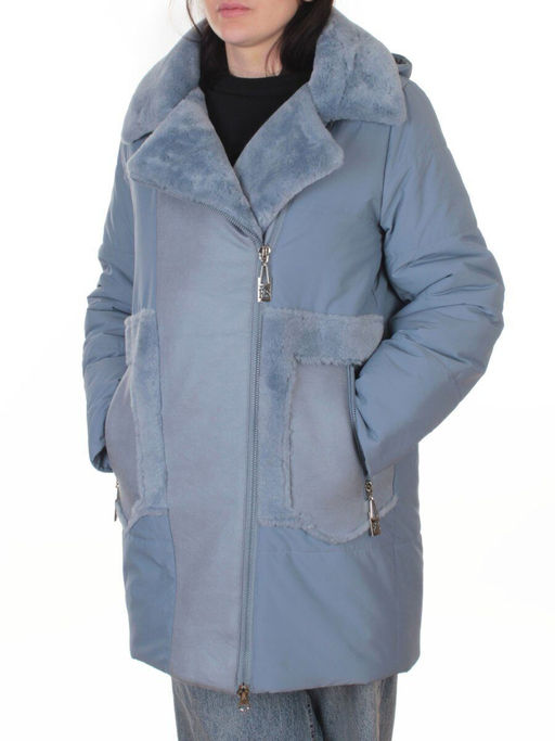 8088 GRAY/LT. BLUE Куртка зимняя женская (верблюжья шерсть, 120 гр. холлофайбер)