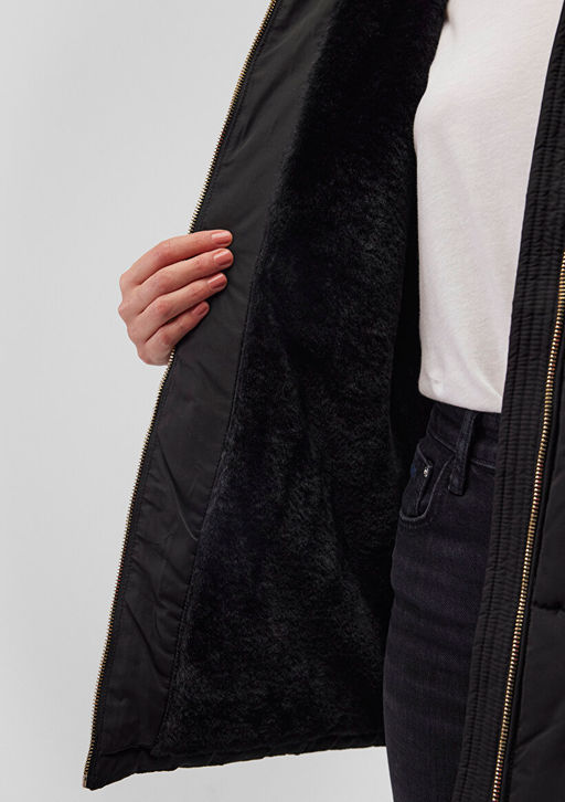 Suni Kurk Detayl? Siyah Sisme Mont - Mavi фото 6