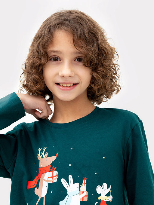 Комплект для мальчиков (джемпер, брюки) зеленый со зверятами - Mark formelle фото 6