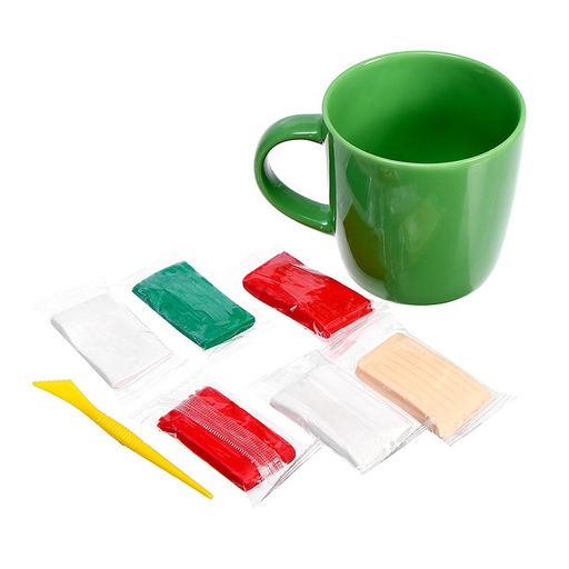 Декор кружки полимерной глиной на новый год Дед Мороз, 300 мл, набор для творчества