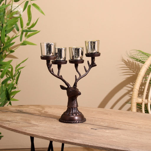 Подсвечник на 4 свечи «Олень», 26×13×30 см, алюминий