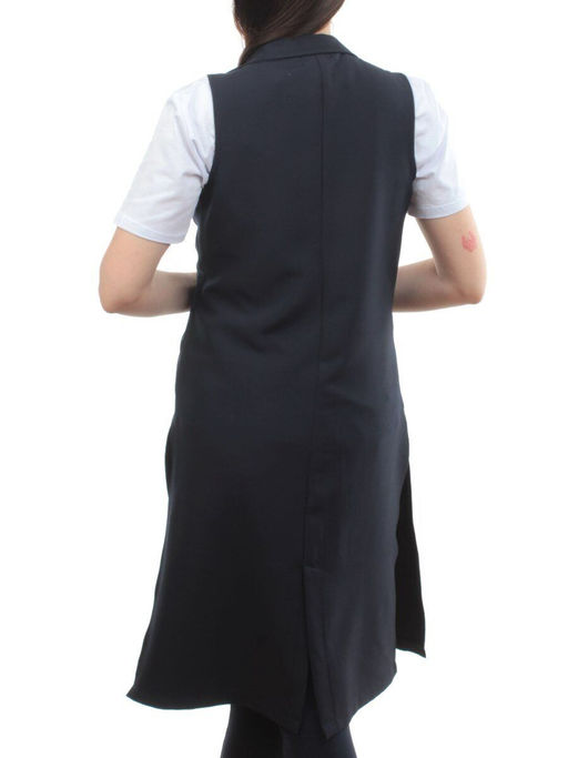 S2623 DK. BLUE Жилет женский классический удлиненный (95% полиэстер,5% спандекс)