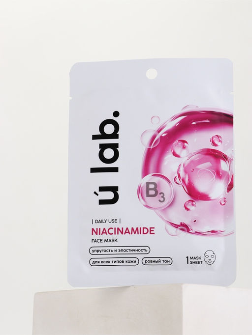 Цена за 3 шт. Маска для лица тканевая с ниацинамидом, упругость и эластичность, ULAB