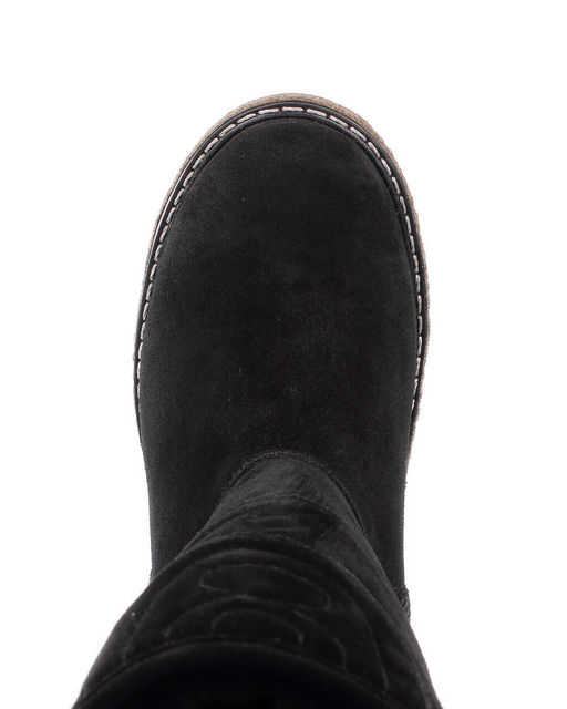 Монголки женские на войлочной подошве., Черные. Замша. Молния. Подклад овчина.