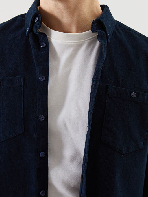 Regular Fit Uzun Kollu Kadife Erkek G?mlek