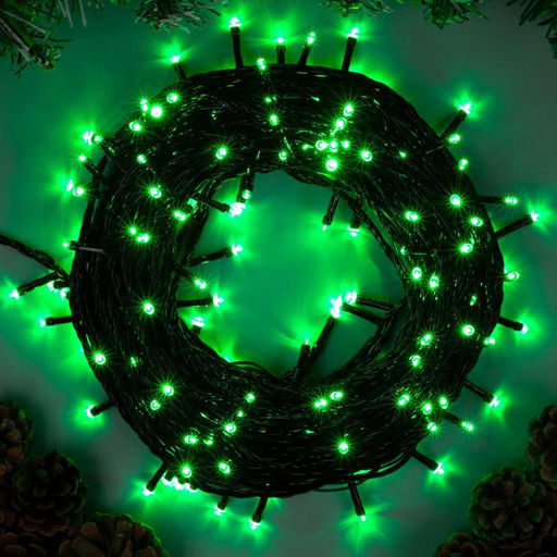 Гирлянда Нить 20 м, IP20, тёмная нить, 200 LED, свечение зелёное, 8 режимов, 220 В