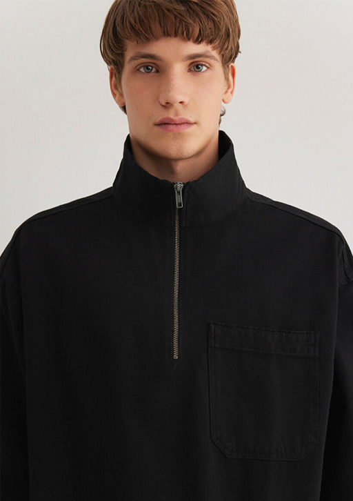 Yar? Fermuarl? Antrasit Denim Sweatshirt - Mavi фото 7