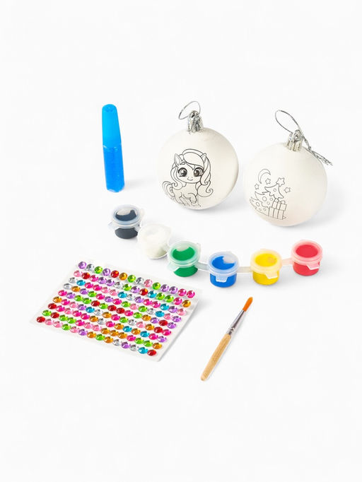 Елочные шары под раскраску «Лошадка» + краски, 2 шт., набор для творчества