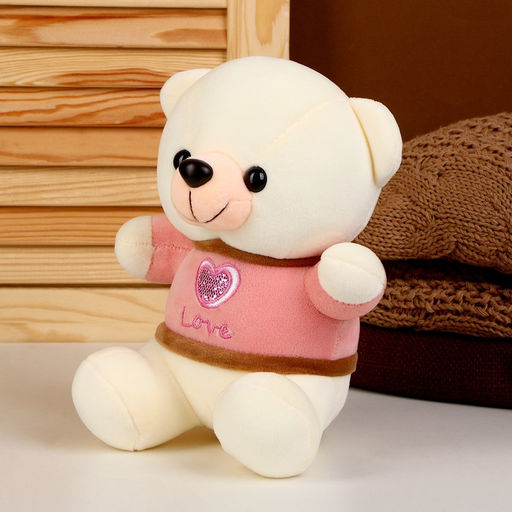 Мягкая игрушка «Мишутка в футболке», цвет белый