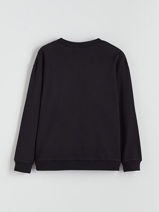 Bisiklet Yaka Slogan Bask?l? Erkek ?ocuk Sweatshirt