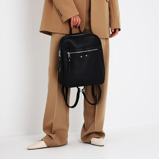 Рюкзак женский из искусственной кожи на молнии, 3 кармана, цвет чёрный - Simaland фото 7