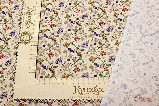 Плательный хлопок Ягодный микс на св.телесно-персиковом, ш.1.44м, хлопок-100%, 135гр/м.кв - Купава фото 2