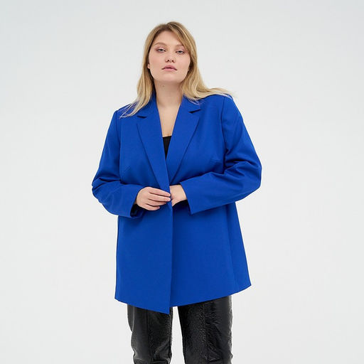 Пиджак женский с поясом MIST plus-size, размер 56, синий