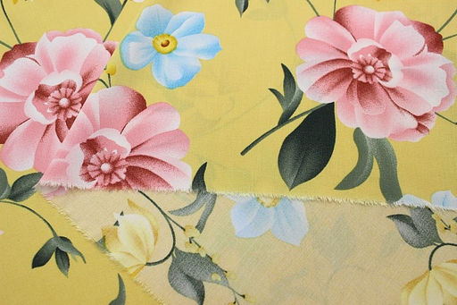 Штапель Цветущая долина цв.песочно-желтый, ш.1.45м, вискоза-100%, 100гр/м.кв - Купава фото 2