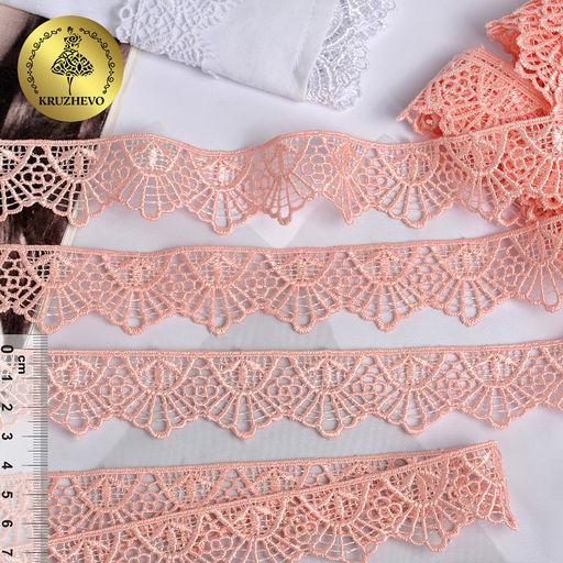 Кружево гипюр KRUZHEVO арт.TR.4GB2502 шир.30мм цв.7 розовый уп.9м