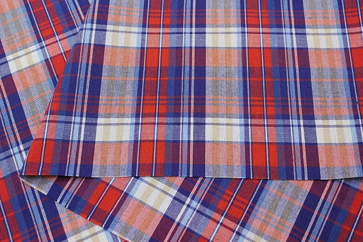 Пестрядь Клетка цв.красный/фиолетовый/белый, ш.1.5м, хлопок-100%, 150гр/м.кв - Купава фото 6