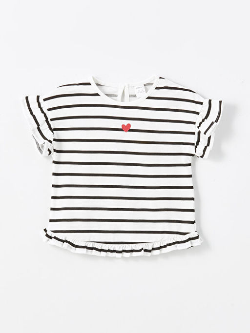 Bisiklet Yaka K?sa Kollu ?izgili K?z Bebek Bluz ve Tayt 2li Tak?m - Waikiki фото 2