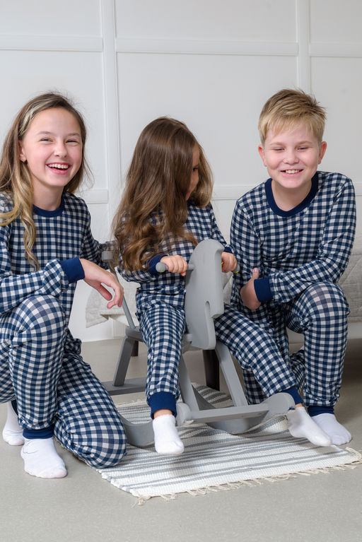 Пижама подростковая из кулирки пенье на манжетах Дрёма клетка синяя - Амадэль фото 45