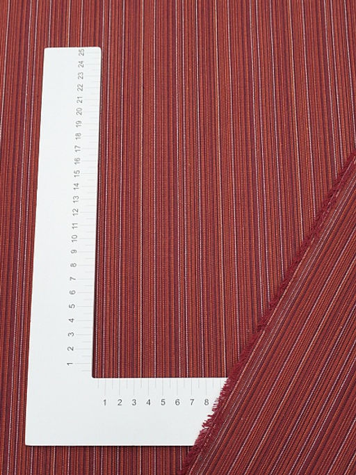 Пестрядь этнограф. под домоткань Бордово-терракотовый меланж-полоска, ш.1.55м, хл-100%, 205гр/м.кв - Купава фото 2