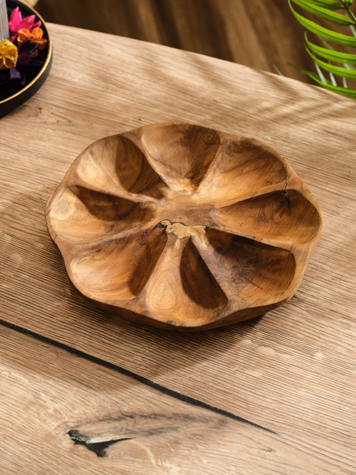 Менажница «Раковина», 19×19×2.5 см, дерево джати, коричневая