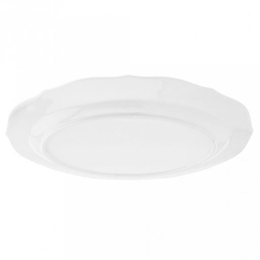 "Совершенство" Блюдо овальное фарфоровое 200х142х40мм, белый, рельефный декор, волнистый край (Китай)