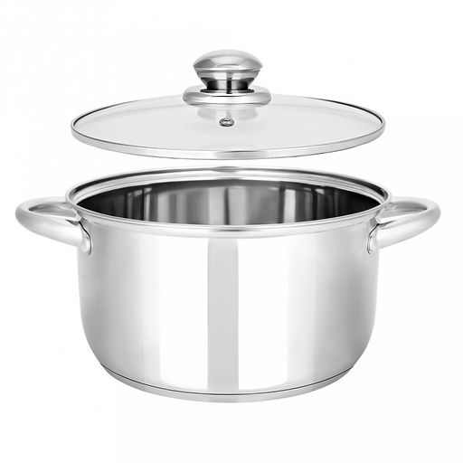 Кастрюля из нержавеющей стали "Greta" 1,0л, д11,3см, h7,5см, s0,4см, дно s1,3см, стеклянная крышка, цветная коробка, "Appetite" (Китай)