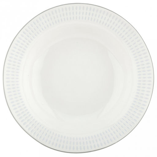 Облако Тарелка глубокая фарфоровая д226мм, h50мм, 500мл, рельефный декор - голубой, отводка, белый (Китай)