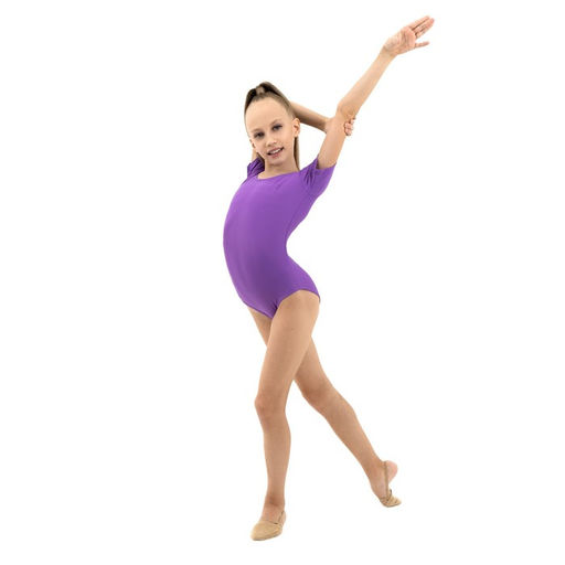 Купальник гимнастический Grace Dance, с коротким рукавом, р. 42, цвет фиолетовый  фото 5