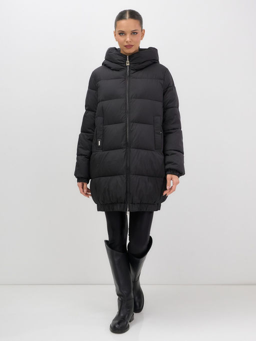 Куртка женская зимняя на резинке большого размера черного цвета 7619Ch - Visdeer фото 6