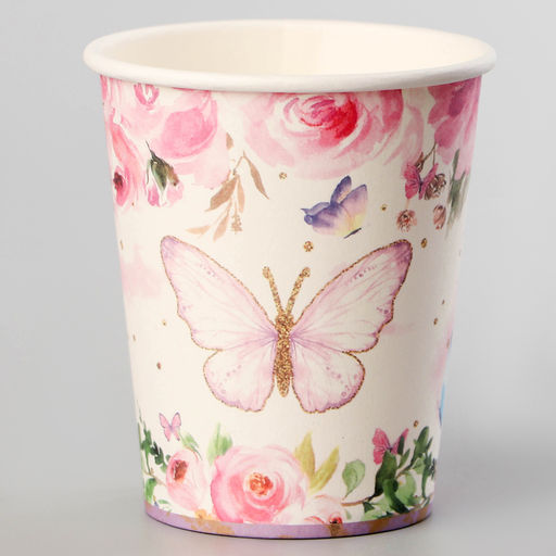 Цена за 2 шт. Стаканы бумажные «Бабочки», 6 шт.